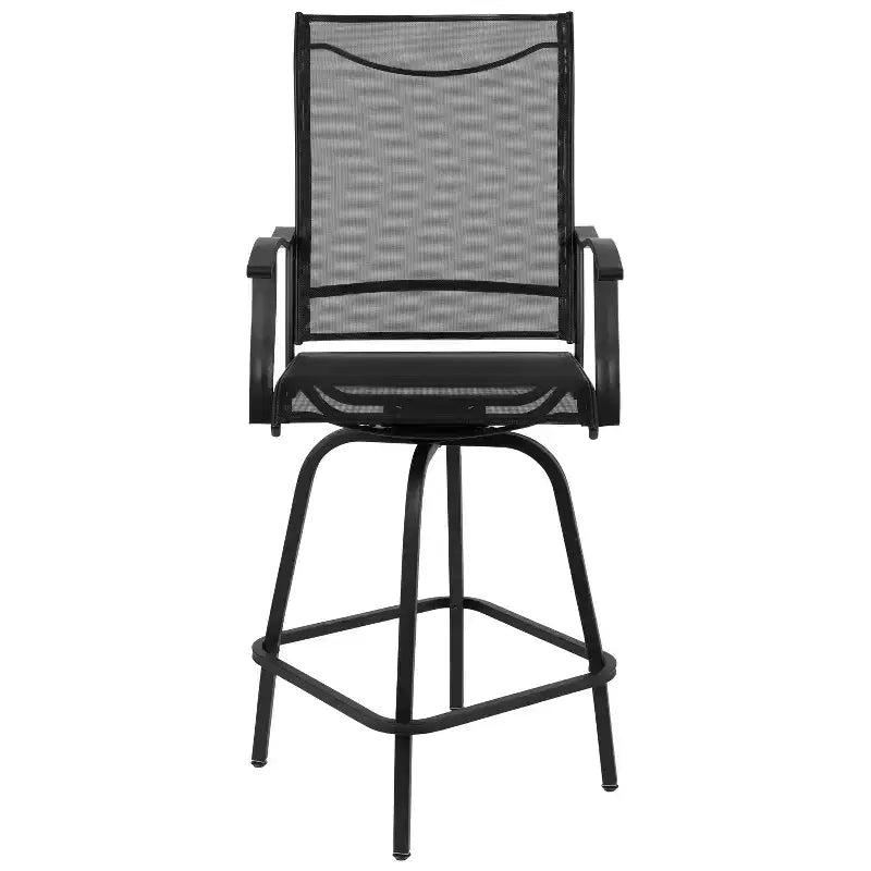 Flash Furniture Valerie – Lot de 2 tabourets de bar d'extérieur pivotants en textilène tout temps avec dossier haut et accoudoirs