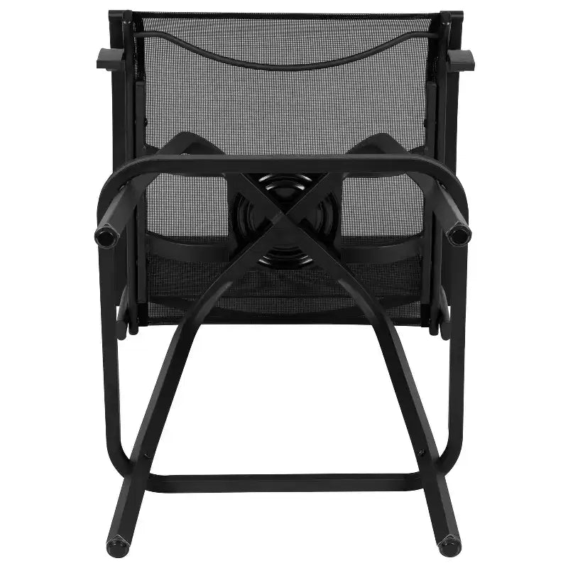 Flash Furniture Valerie – Lot de 2 tabourets de bar d'extérieur pivotants en textilène tout temps avec dossier haut et accoudoirs