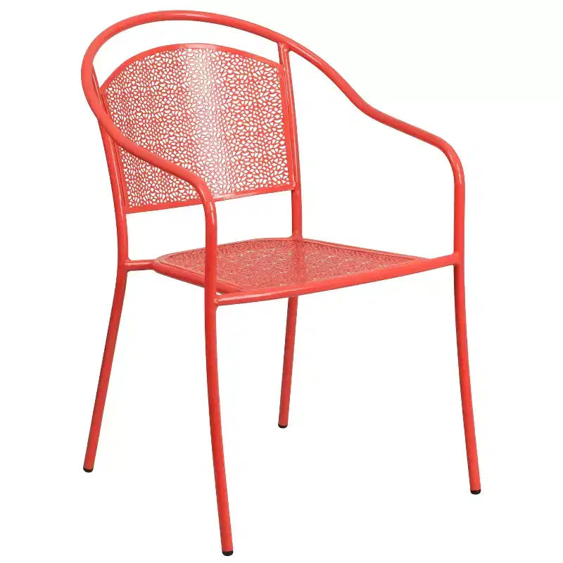 Flash Furniture Oia Ensemble table de patio pliante en acier rond de 30 po de qualité commerciale pour l'intérieur et l'extérieur avec 4 chaises à dossier rond