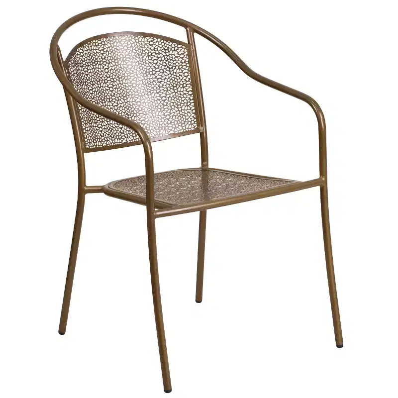 Flash Furniture Oia Ensemble table de patio pliante en acier rond de 30 po de qualité commerciale pour l'intérieur et l'extérieur avec 4 chaises à dossier rond