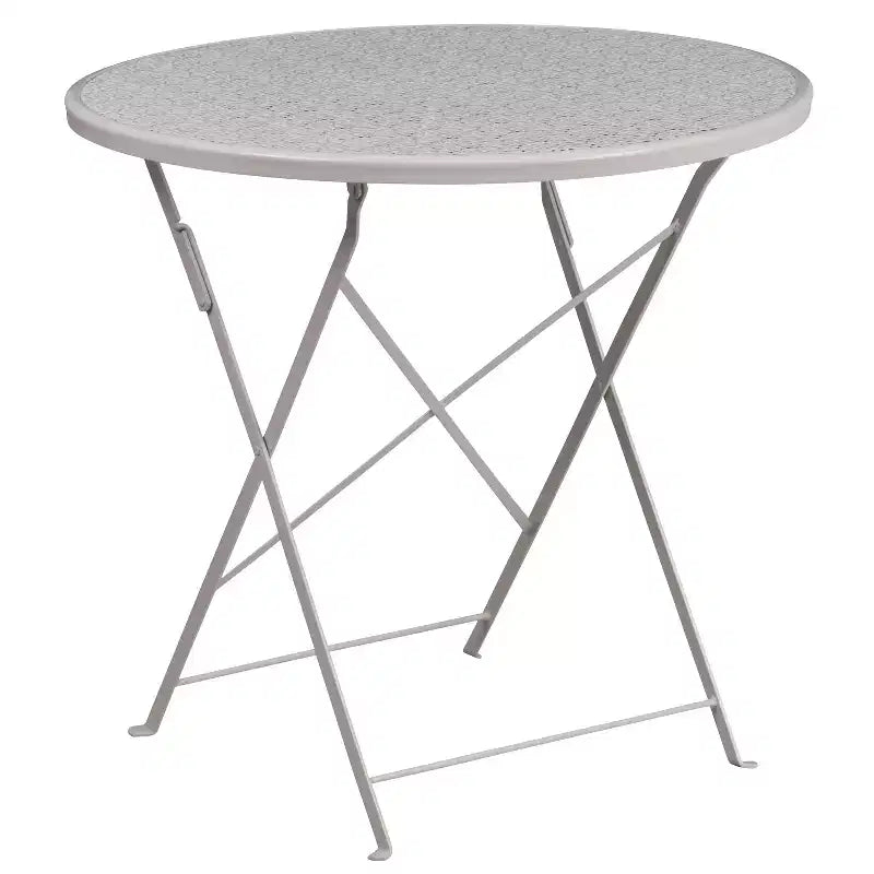 Flash Furniture Oia Ensemble table de patio pliante en acier rond de 30 po de qualité commerciale pour l'intérieur et l'extérieur avec 4 chaises à dossier rond