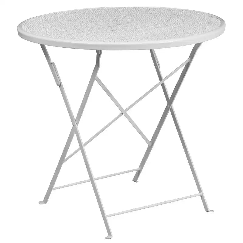 Flash Furniture Oia Ensemble table de patio pliante en acier rond de 30 po de qualité commerciale pour l'intérieur et l'extérieur avec 4 chaises à dossier rond