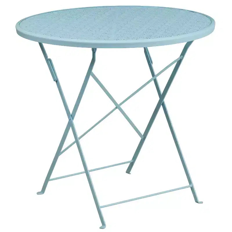 Flash Furniture Oia Ensemble table de patio pliante en acier rond de 30 po de qualité commerciale pour l'intérieur et l'extérieur avec 4 chaises à dossier rond