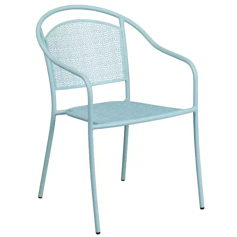 Flash Furniture Oia Ensemble table de patio pliante en acier rond de 30 po de qualité commerciale pour l'intérieur et l'extérieur avec 4 chaises à dossier rond