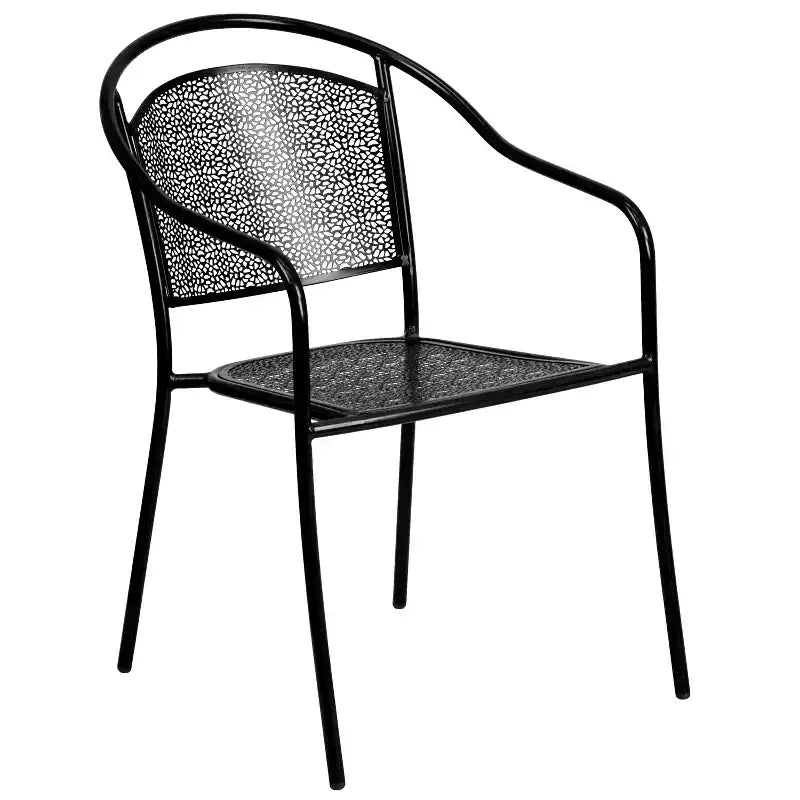 Flash Furniture Oia Ensemble table de patio pliante en acier rond de 30 po de qualité commerciale pour l'intérieur et l'extérieur avec 4 chaises à dossier rond