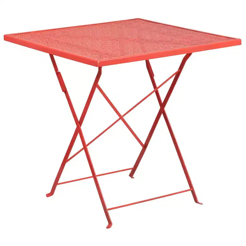Ensemble table pliante de patio carrée en métal Emma and Oliver Commercial 28 po avec 4 chaises à dossier carré
