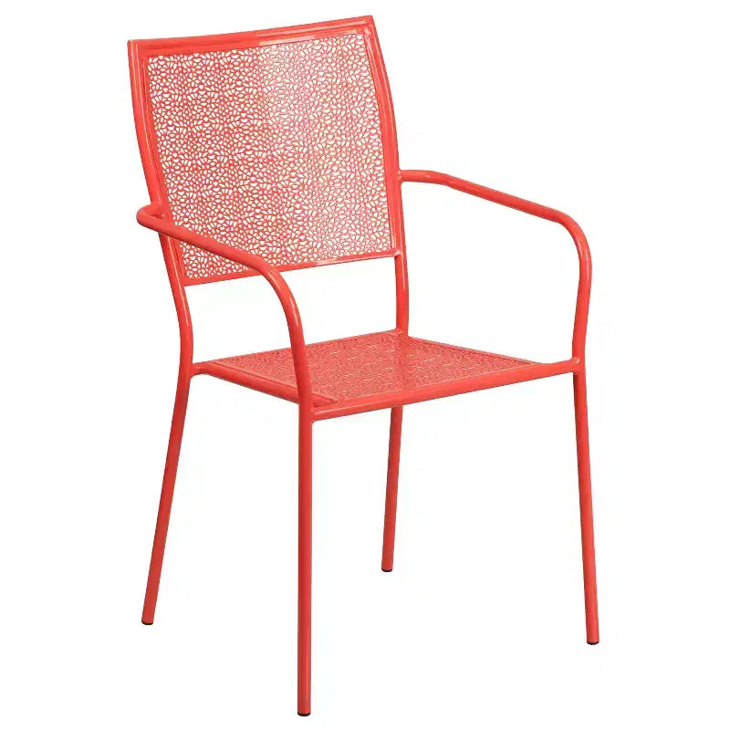 Ensemble table pliante de patio carrée en métal Emma and Oliver Commercial 28 po avec 4 chaises à dossier carré