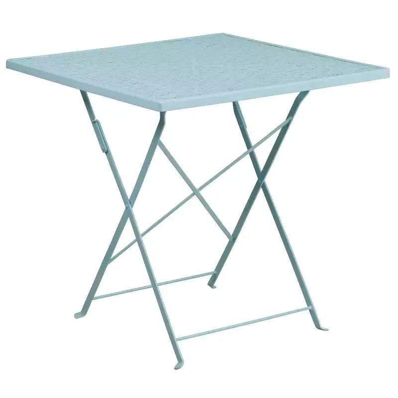 Ensemble table pliante de patio carrée en métal Emma and Oliver Commercial 28 po avec 4 chaises à dossier carré