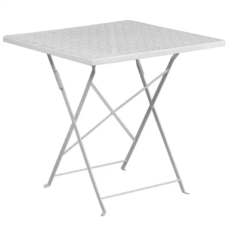 Ensemble table pliante de patio carrée en métal Emma and Oliver Commercial 28 po avec 4 chaises à dossier carré