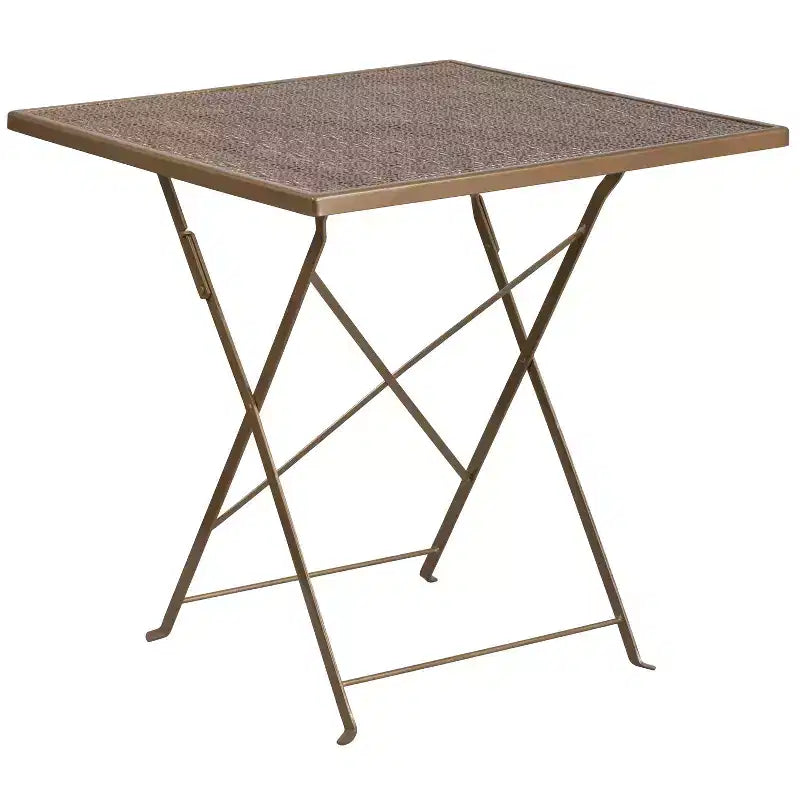 Ensemble table pliante de patio carrée en métal Emma and Oliver Commercial 28 po avec 4 chaises à dossier carré