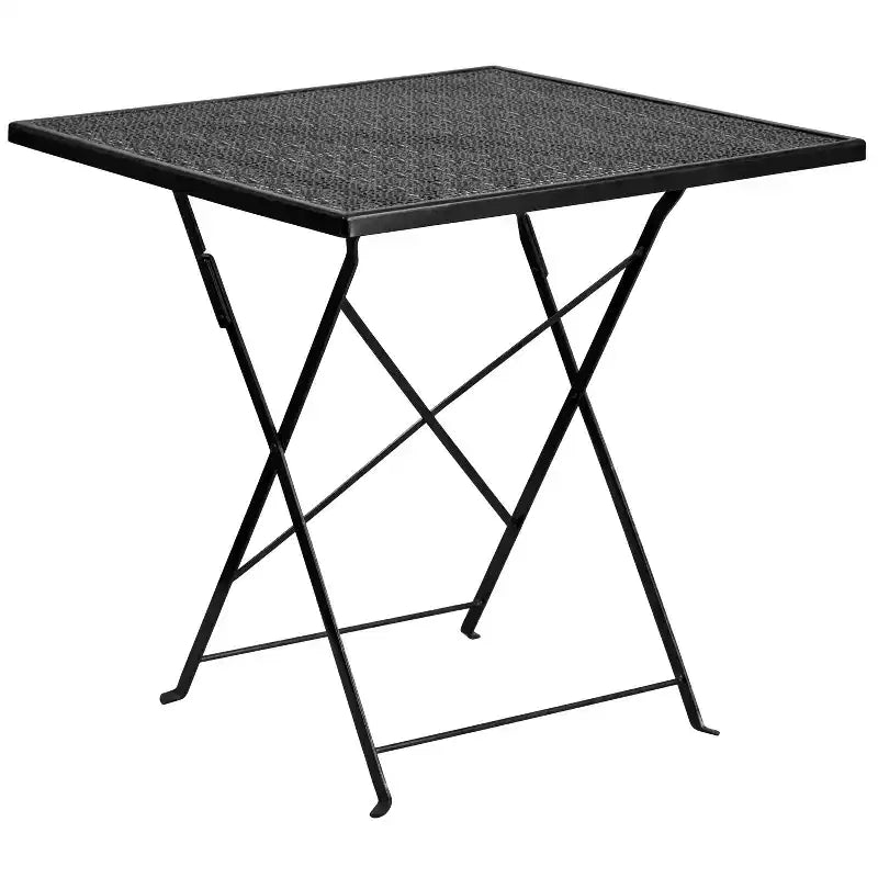 Ensemble table pliante de patio carrée en métal Emma and Oliver Commercial 28 po avec 4 chaises à dossier carré