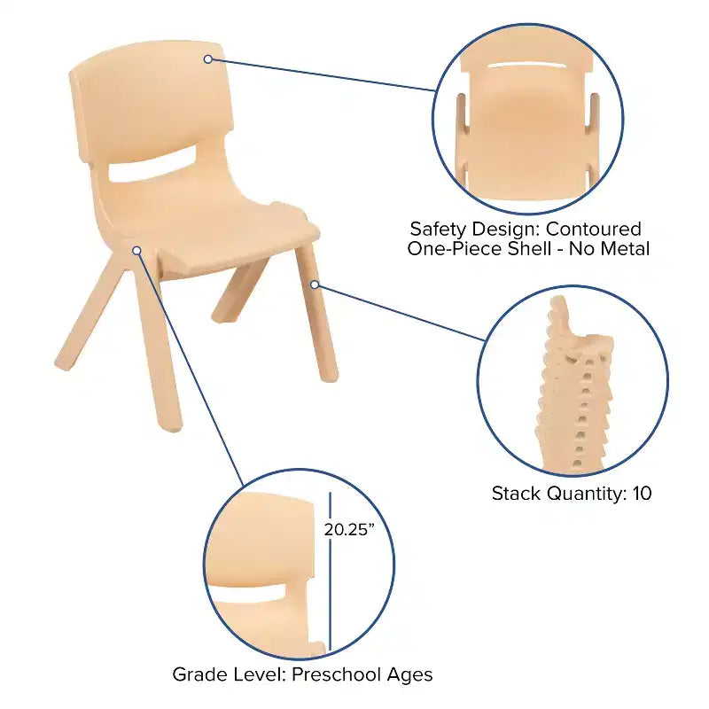 Emma et Oliver Ensemble de table d'activités rectangulaire en plastique réglable en hauteur, 23,625" L x 47,25" P, avec 4 chaises