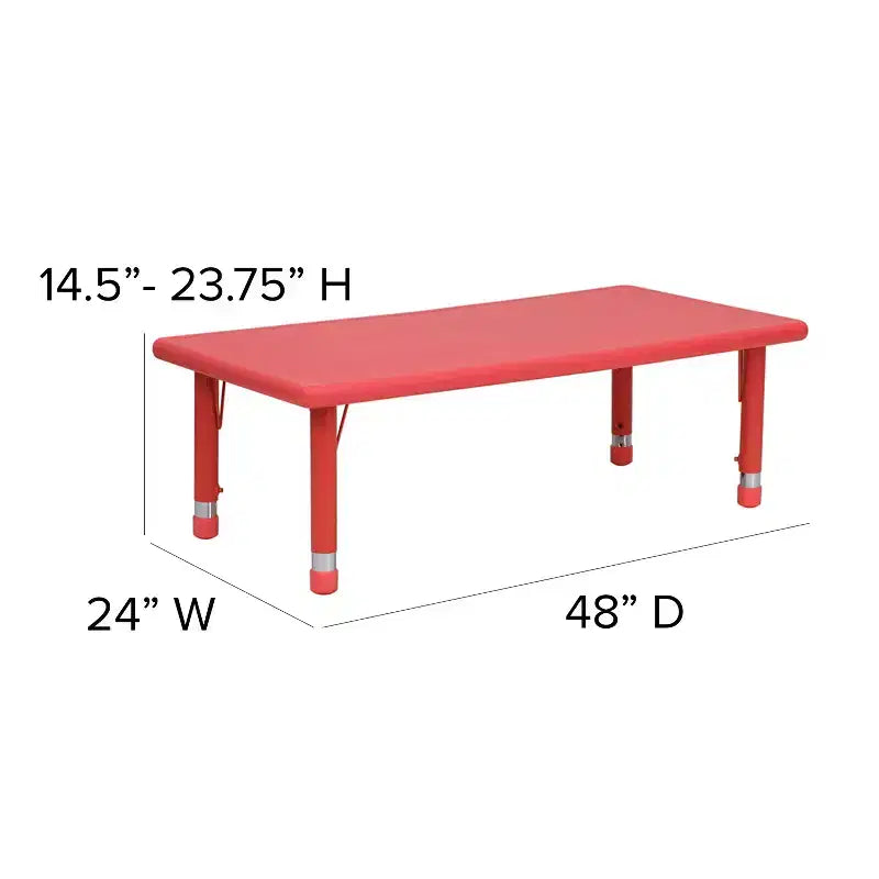 Emma et Oliver Ensemble de table d'activités rectangulaire en plastique, réglable en hauteur, 61 x 122 cm, avec 4 chaises
