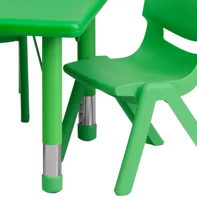 Emma et Oliver Ensemble de table d'activités rectangulaire en plastique, réglable en hauteur, 61 x 122 cm, avec 4 chaises