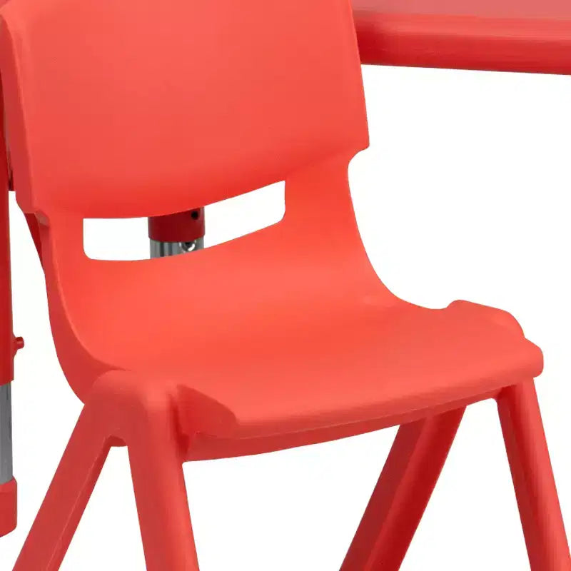 Emma et Oliver Ensemble de table d'activités rectangulaire en plastique, réglable en hauteur, 61 x 122 cm, avec 4 chaises