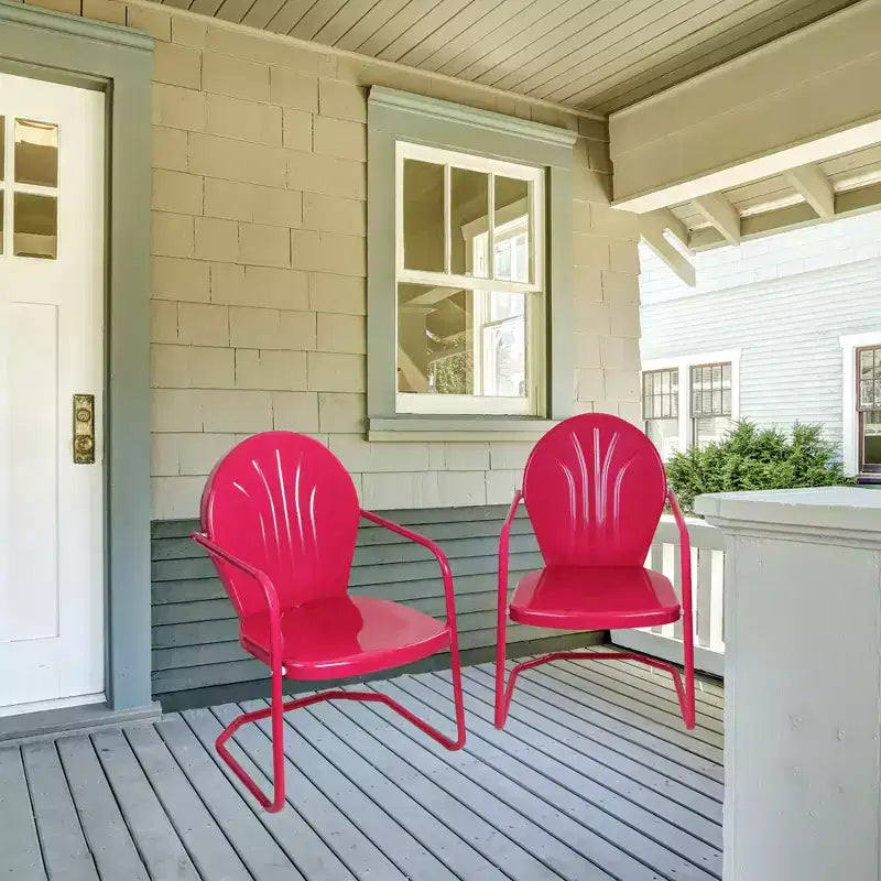 Fauteuil d'extérieur en acier rétro tulipe Northlight de 34 pouces, rose