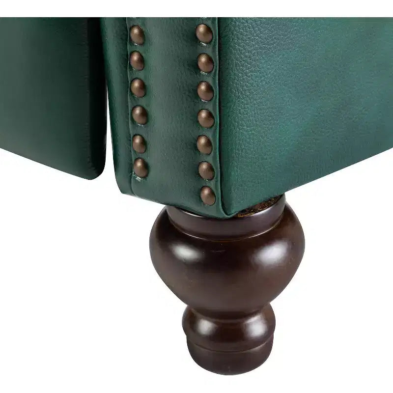 Ensemble de 2 fauteuils inclinables modernes en cuir véritable Elisabete avec garniture cloutée vintage pour salon et chambre à coucher | ART OF LIVING DESIGNS