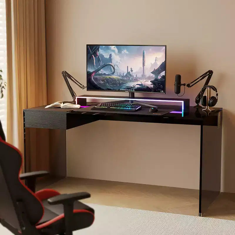 Bureau en verre trempé Luck Live Modern de 53,14 pouces