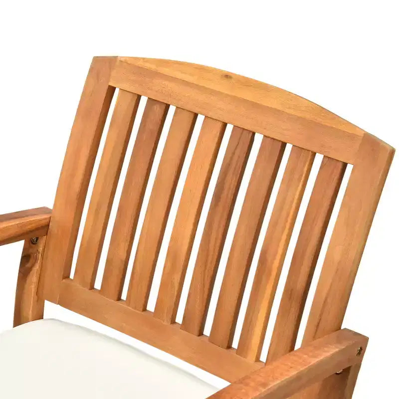 Chaise à bascule d'extérieur Outsunny avec coussin, fauteuil à bascule de patio en bois d'acacia pour jardin, terrasse, maison, ton teck