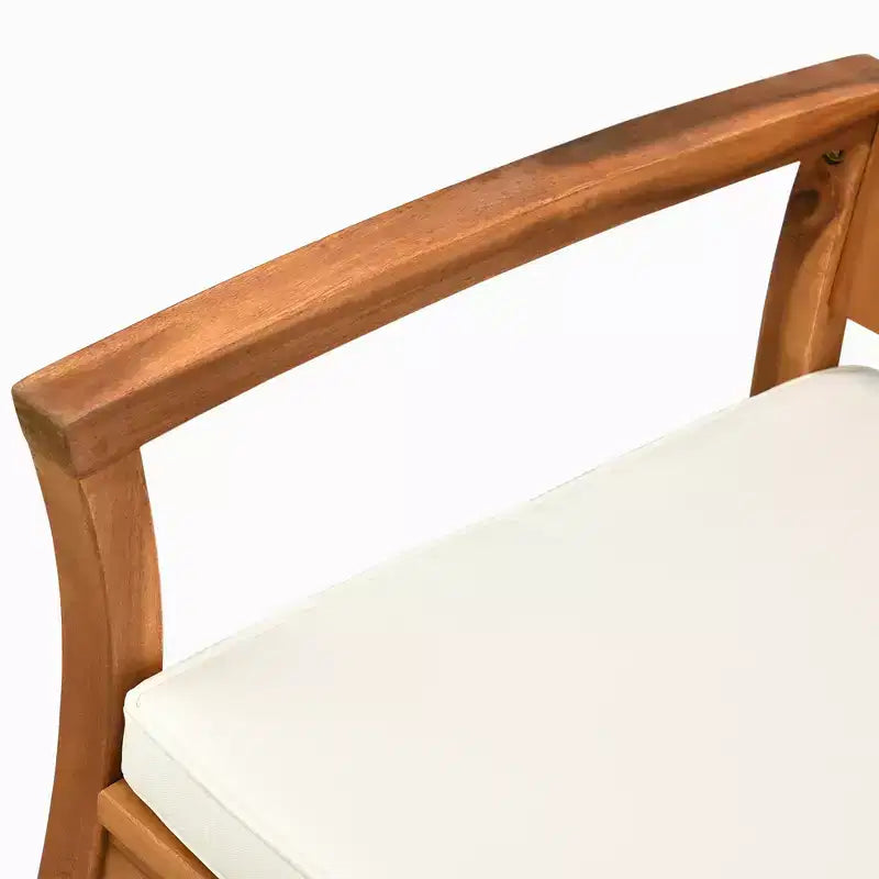 Chaise à bascule d'extérieur Outsunny avec coussin, fauteuil à bascule de patio en bois d'acacia pour jardin, terrasse, maison, ton teck