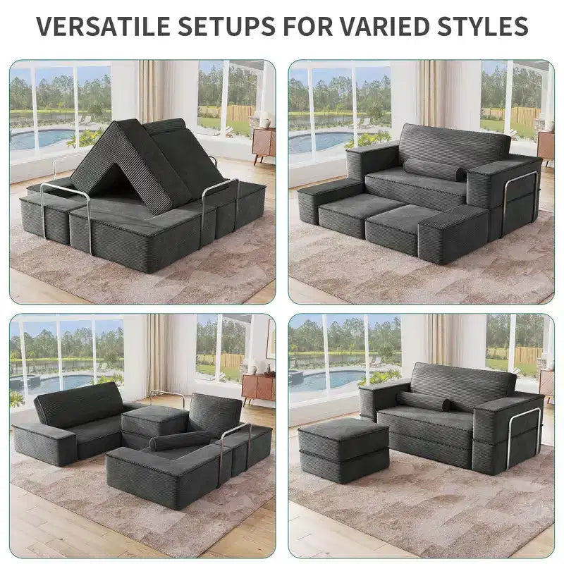 Canapé sectionnel convertible Cloud, canapé sectionnel confortable en velours côtelé, canapé confortable avec assise profonde et coussins hauts, facile à assembler