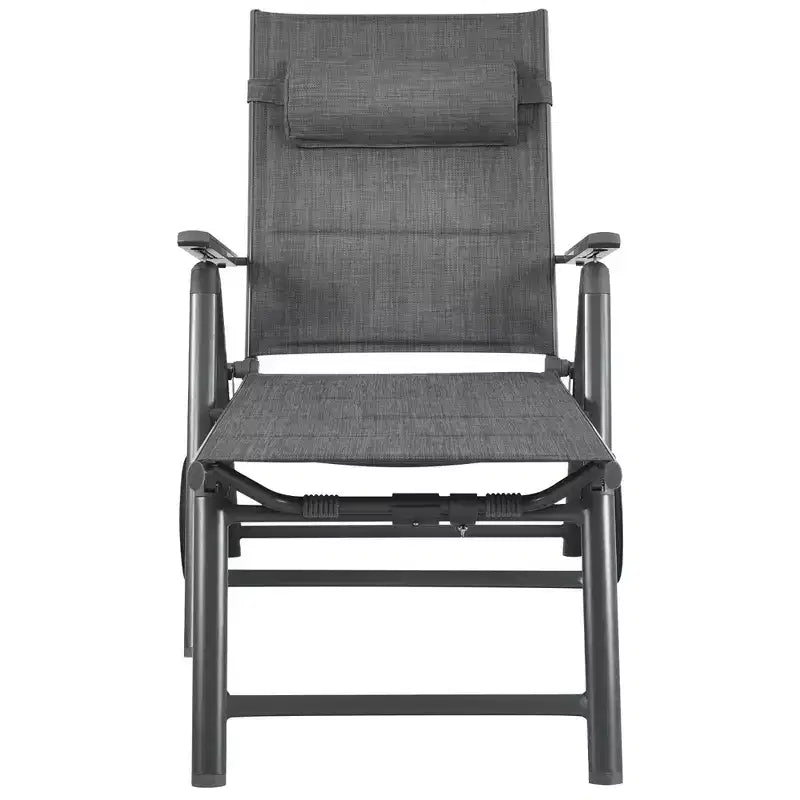 Costway Chaise longue de patio inclinable Rembourrée Aluminium Oreiller réglable pour la nuque