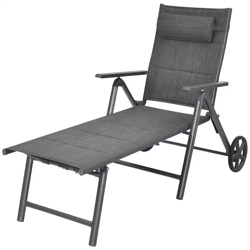 Costway Chaise longue de patio inclinable Rembourrée Aluminium Oreiller réglable pour la nuque