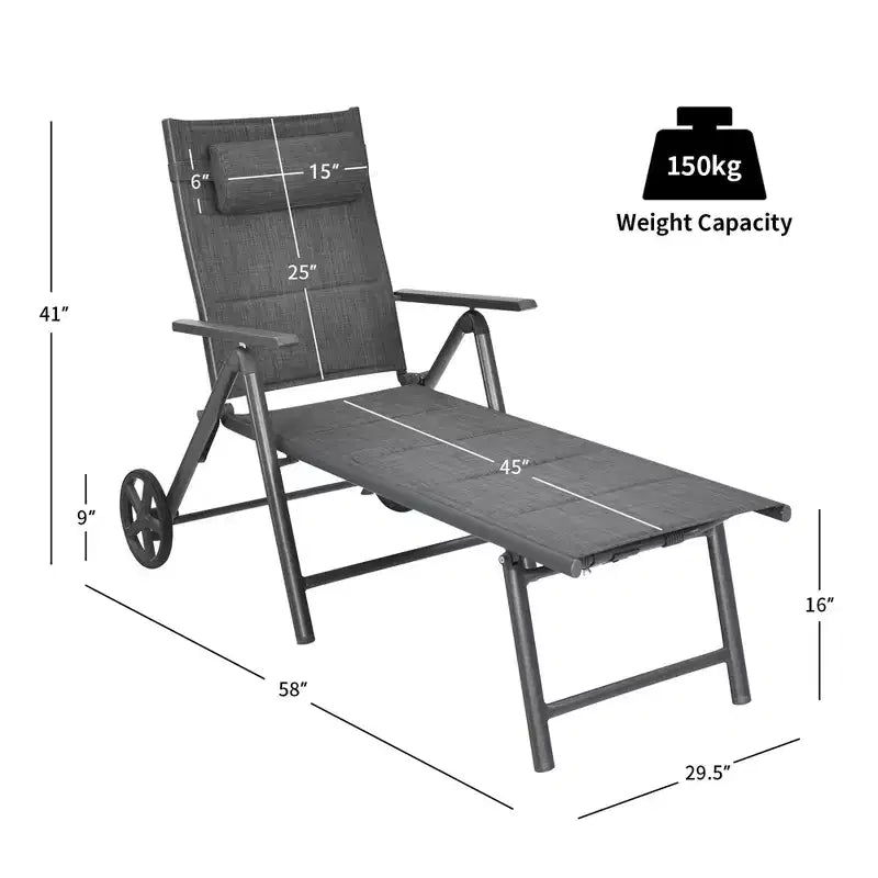 Costway Chaise longue de patio inclinable Rembourrée Aluminium Oreiller réglable pour la nuque