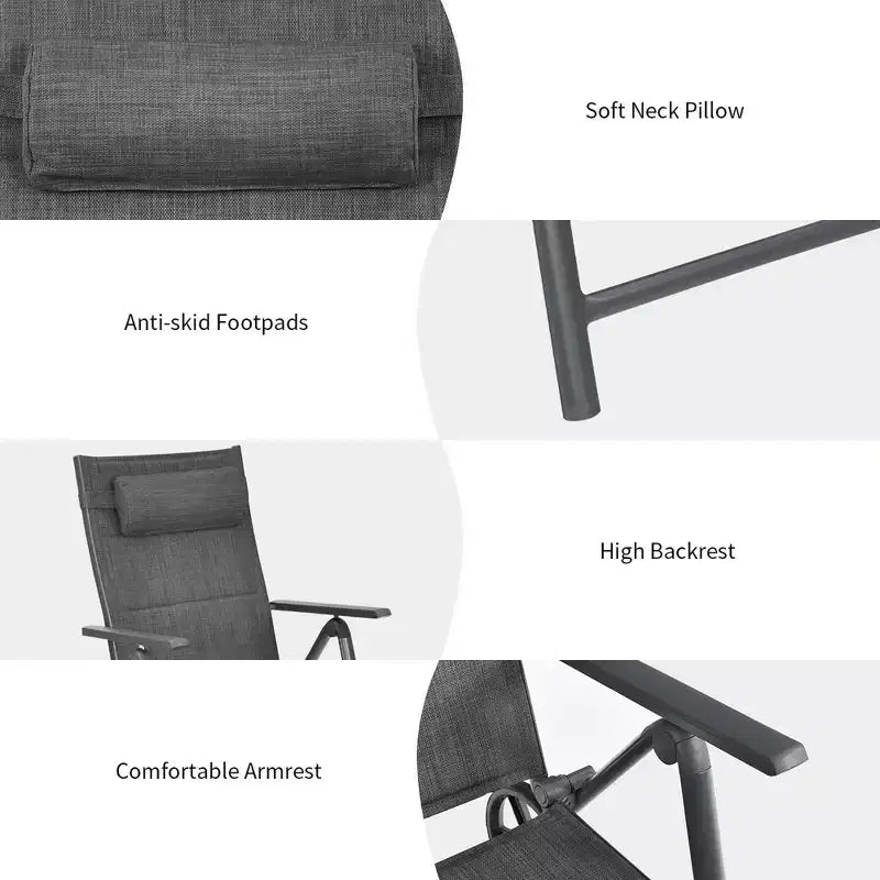 Costway Chaise longue de patio inclinable Rembourrée Aluminium Oreiller réglable pour la nuque