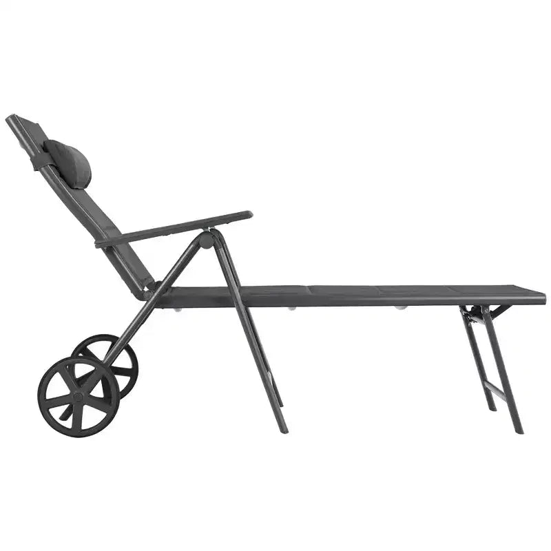 Costway Chaise longue de patio inclinable Rembourrée Aluminium Oreiller réglable pour la nuque
