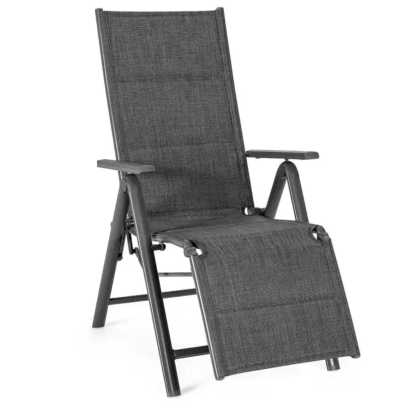Chaise longue pliante d'extérieur Costway avec rembourrage et cadre en aluminium réglable