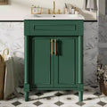 Meuble-lavabo de 24 po avec évier en céramique, armoire Shaker, 2 portes à fermeture amortie, cadre en bois massif pour petite salle de bain ou salle d'eau