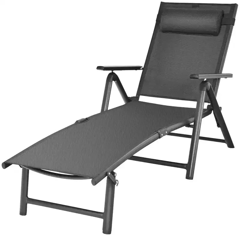 Costway Chaise longue de patio en aluminium avec oreiller appui-tête réglable