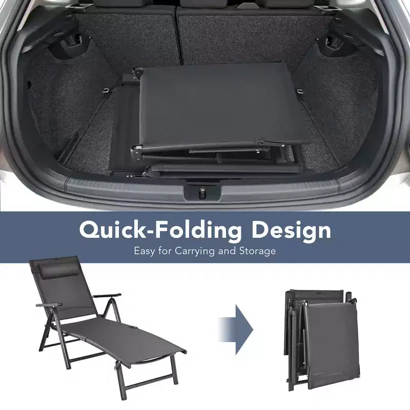 Costway Chaise longue de patio en aluminium avec oreiller appui-tête réglable