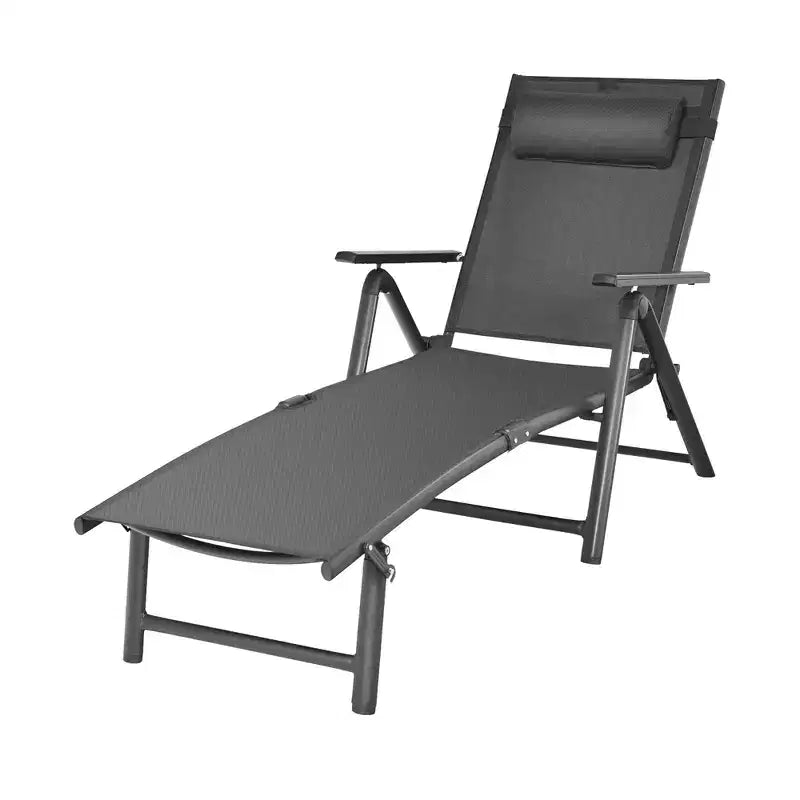 Costway Chaise longue de patio en aluminium avec oreiller appui-tête réglable