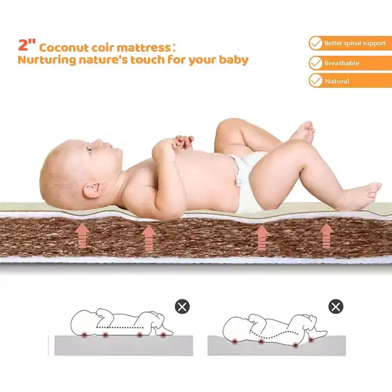 Lit convertible JOYMOR 8 en 1, incluant 2 matelas, se transforme en berceau, lit bébé intermédiaire, lit bébé pleine grandeur, lit de repos, lit d'enfant et parc.