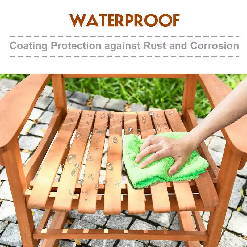Costway Lot de 2 chaises à bascule d'extérieur en eucalyptus pour terrasse, couleur naturelle