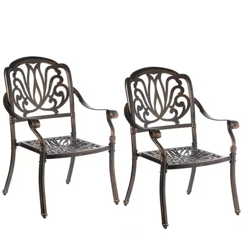 Indoor and Outdoor Bronze Dinning Set 2 Chairs with 1 Table Patio Cast Aluminum