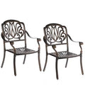 Indoor and Outdoor Bronze Dinning Set 2 Chairs with 1 Table Patio Cast Aluminum