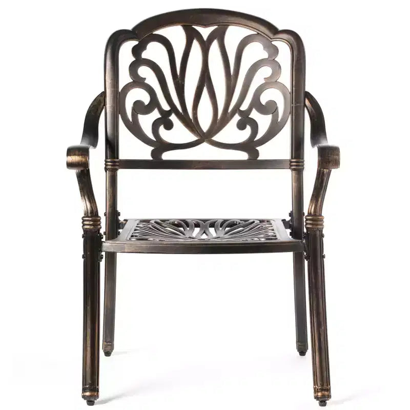 Ensemble de salle à manger en bronze pour intérieur et extérieur, 2 chaises avec 1 table, patio en aluminium moulé