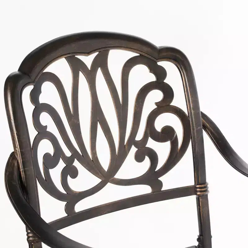 Ensemble de salle à manger en bronze pour intérieur et extérieur, 2 chaises avec 1 table, patio en aluminium moulé