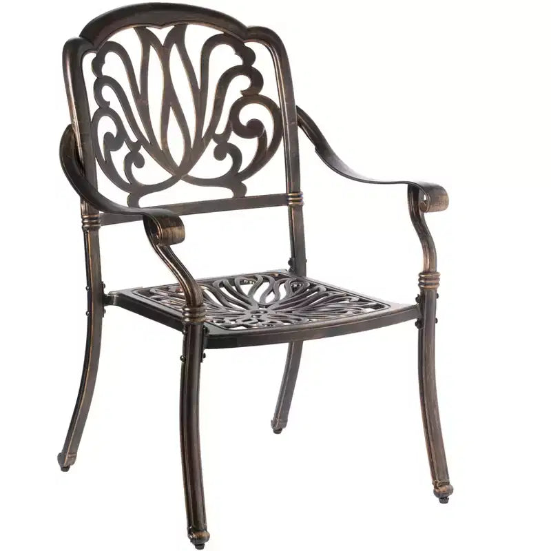 Ensemble de salle à manger en bronze pour intérieur et extérieur, 2 chaises avec 1 table, patio en aluminium moulé