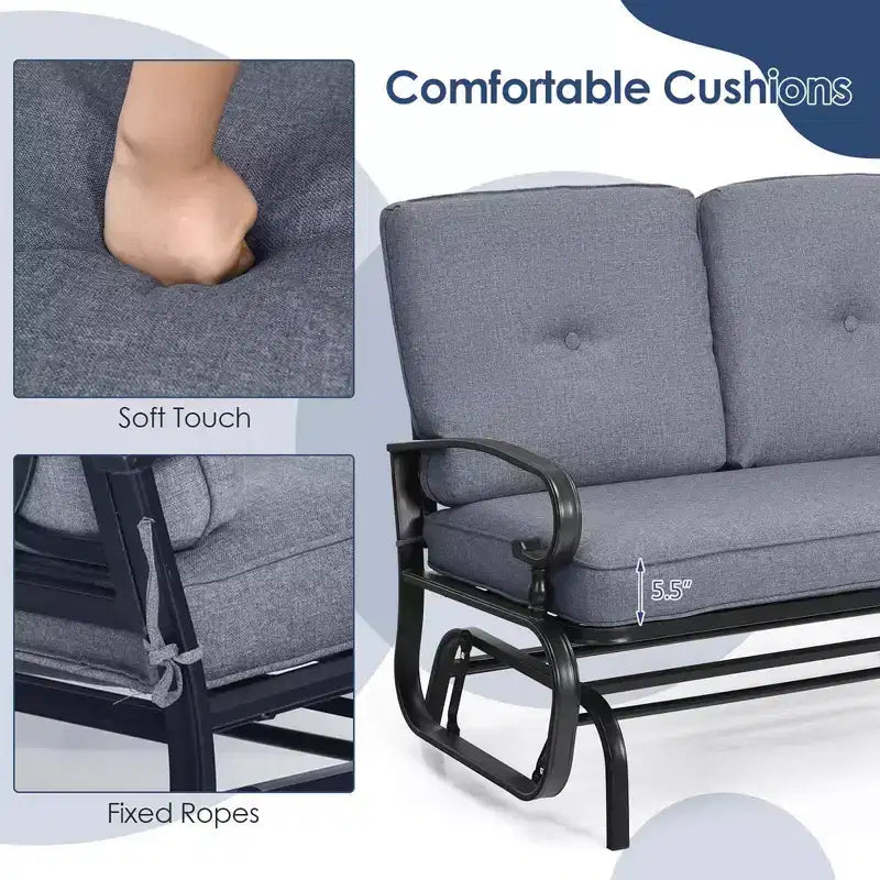 Costway Balancelle 2 places pour l'extérieur Canapé-causeuse avec coussins bleu/beige/gris/marine