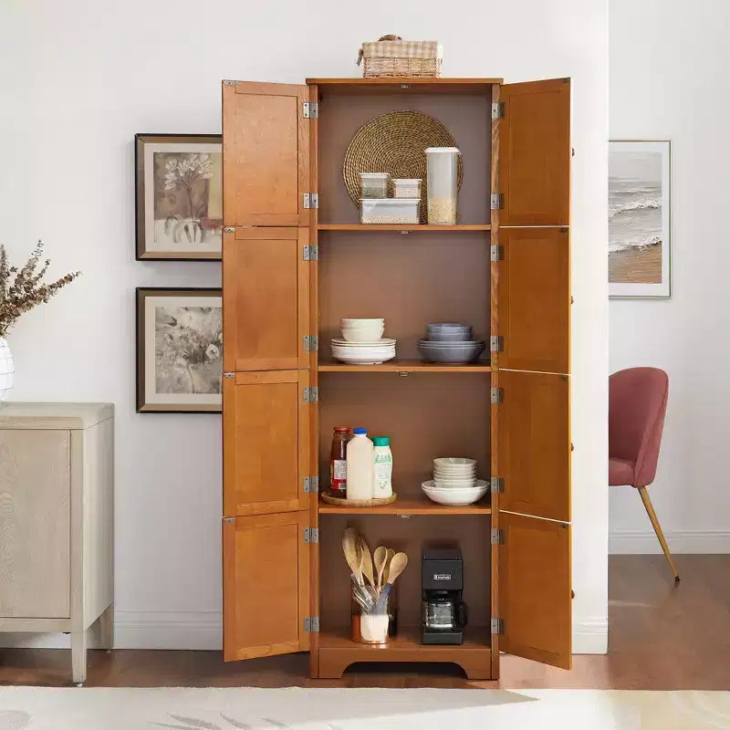 Armoire de rangement haute de 183 cm avec 8 portes et 4 étagères pour salon, cuisine ou bureau