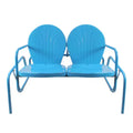 Northlight 2-Person Outdoor Retro Metal Tulip Double Glider Patio Chair, Turquoise Blue