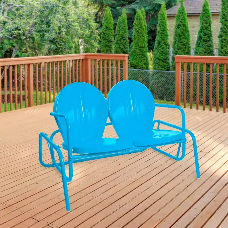 Chaise de patio double en métal rétro Tulip de Northlight pour 2 personnes, turquoise