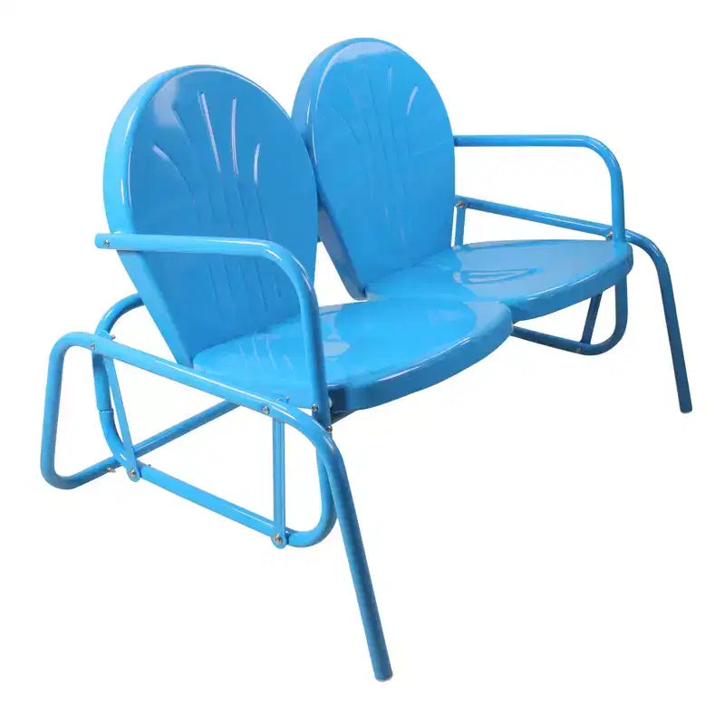 Chaise de patio double en métal rétro Tulip de Northlight pour 2 personnes, turquoise