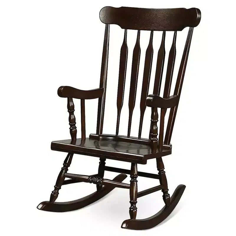 Costway Lot de 2 chaises à bascule en bois, finition brillante, blanc/café