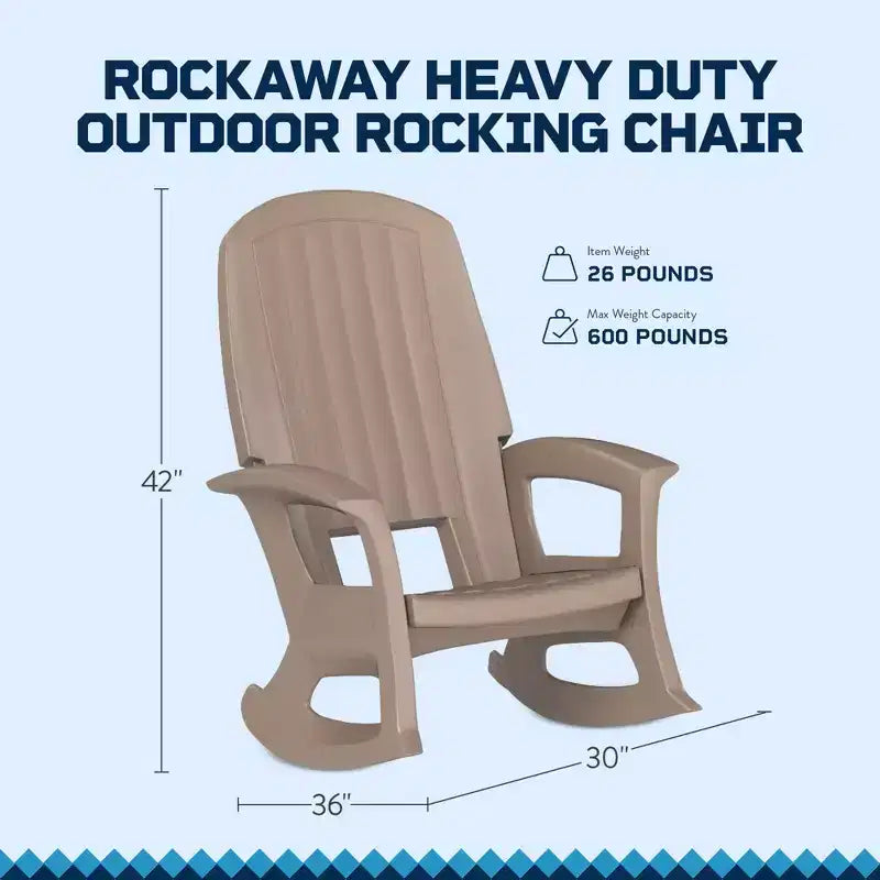 Fauteuil à bascule d'extérieur durable en résine plastique recyclée extra large Semco Plastics SEMTPE