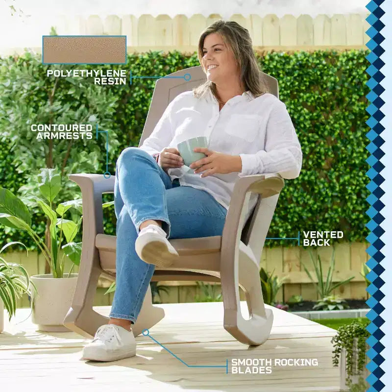Fauteuil à bascule d'extérieur durable en résine plastique recyclée extra large Semco Plastics SEMTPE